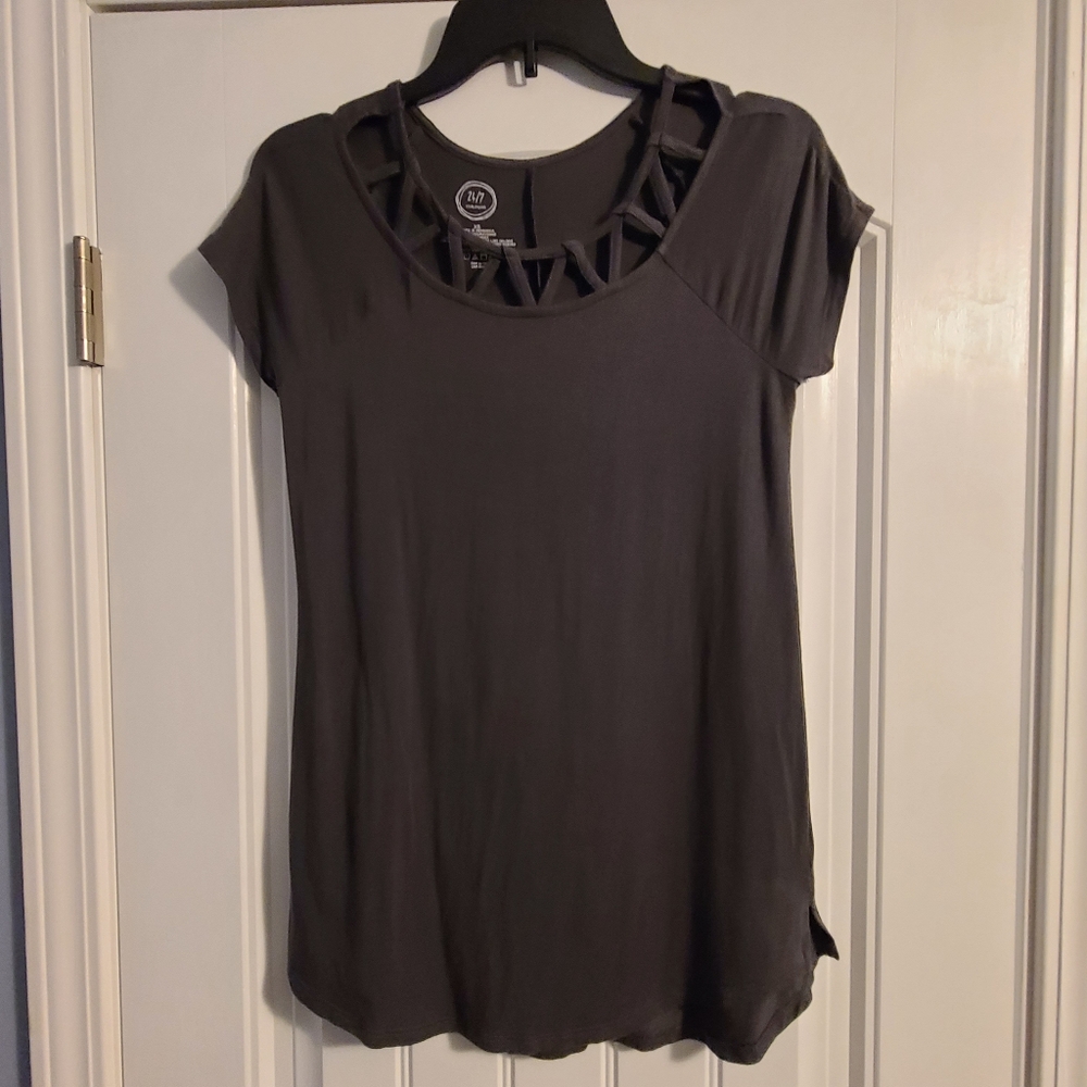 Maurices Lattice Neck 24/7 Tee